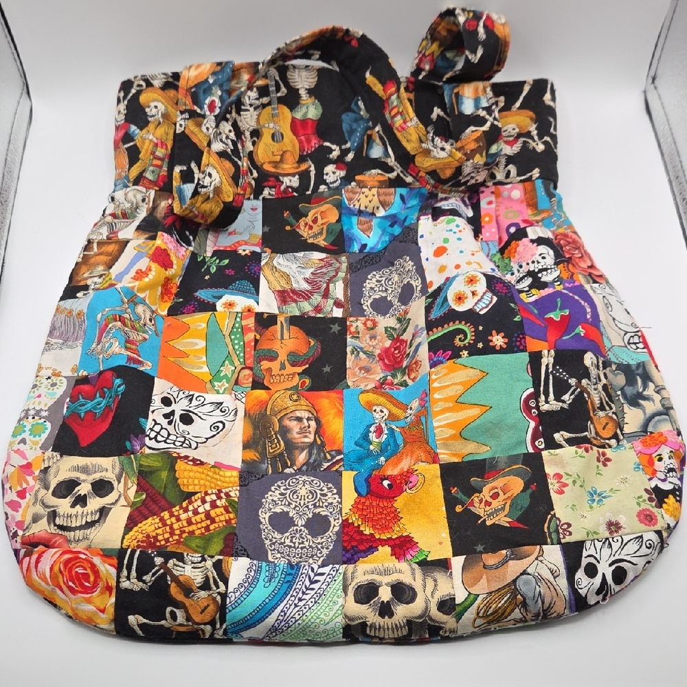 San MIGUEL ALLENDE Skeletons Colorful Patchwork Tote Bag (13)